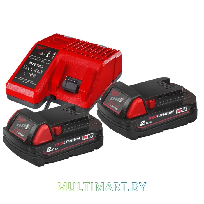 Аккумулятор с зарядным устройством Milwaukee M18 NRG-202 (2x18В/2 Ач + 12-18В)